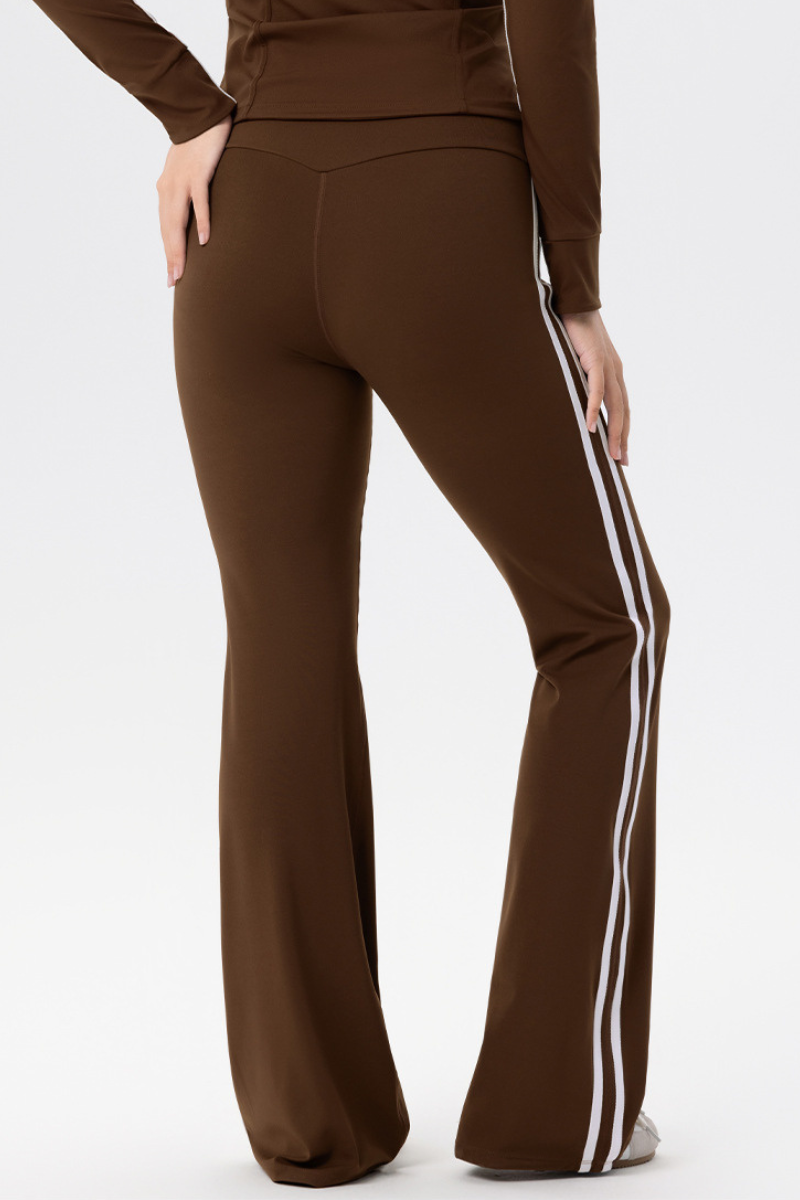 Plus Size Women's Color Block Side-Stripe Flared Yoga Pants