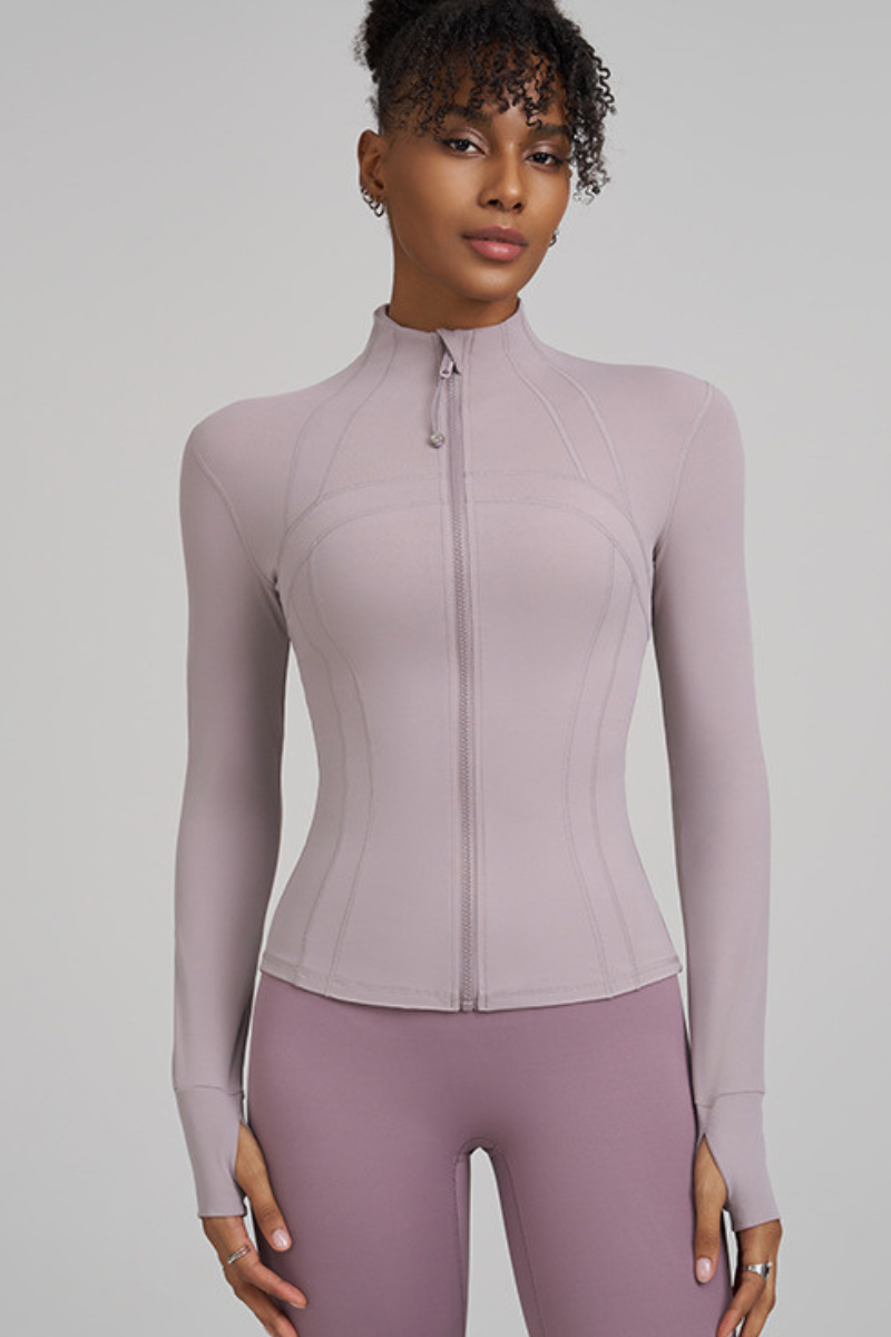 Collar-style jacket with zipper closure