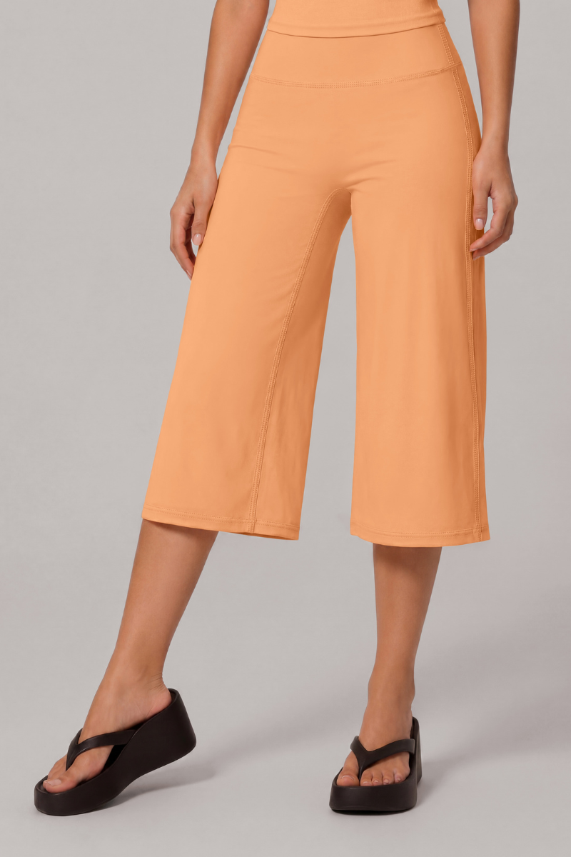 Women's Athletic Wide Waistband Yoga Wide Leg Capri Pants