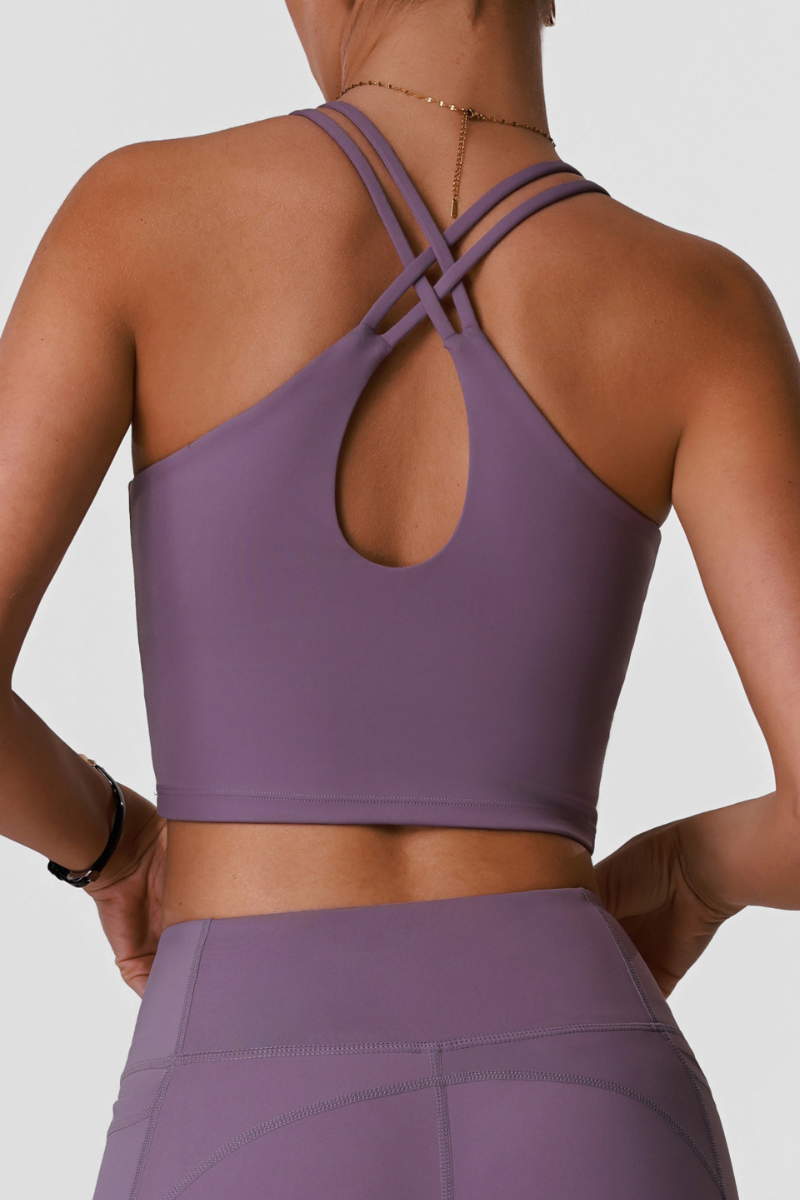 Women's Athletic U-neck Cross Back Cut Out Solid Bra