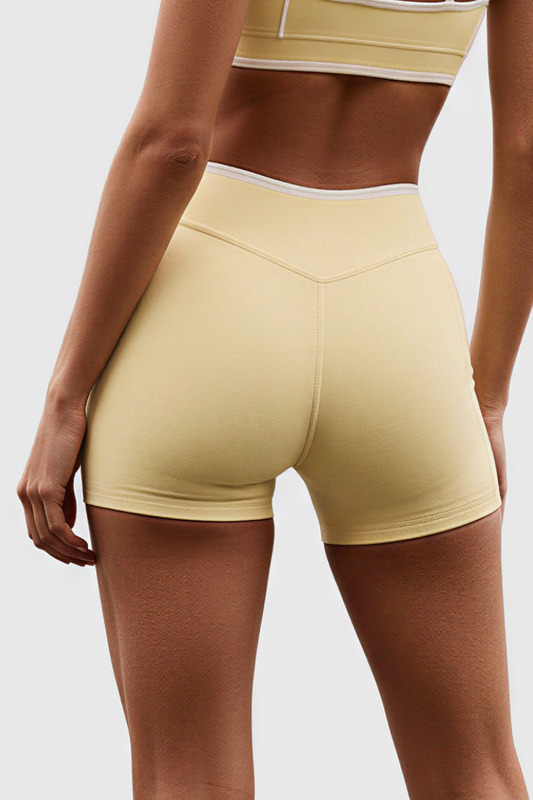 Women's Nude Mid-Waist Color Sports Shorts