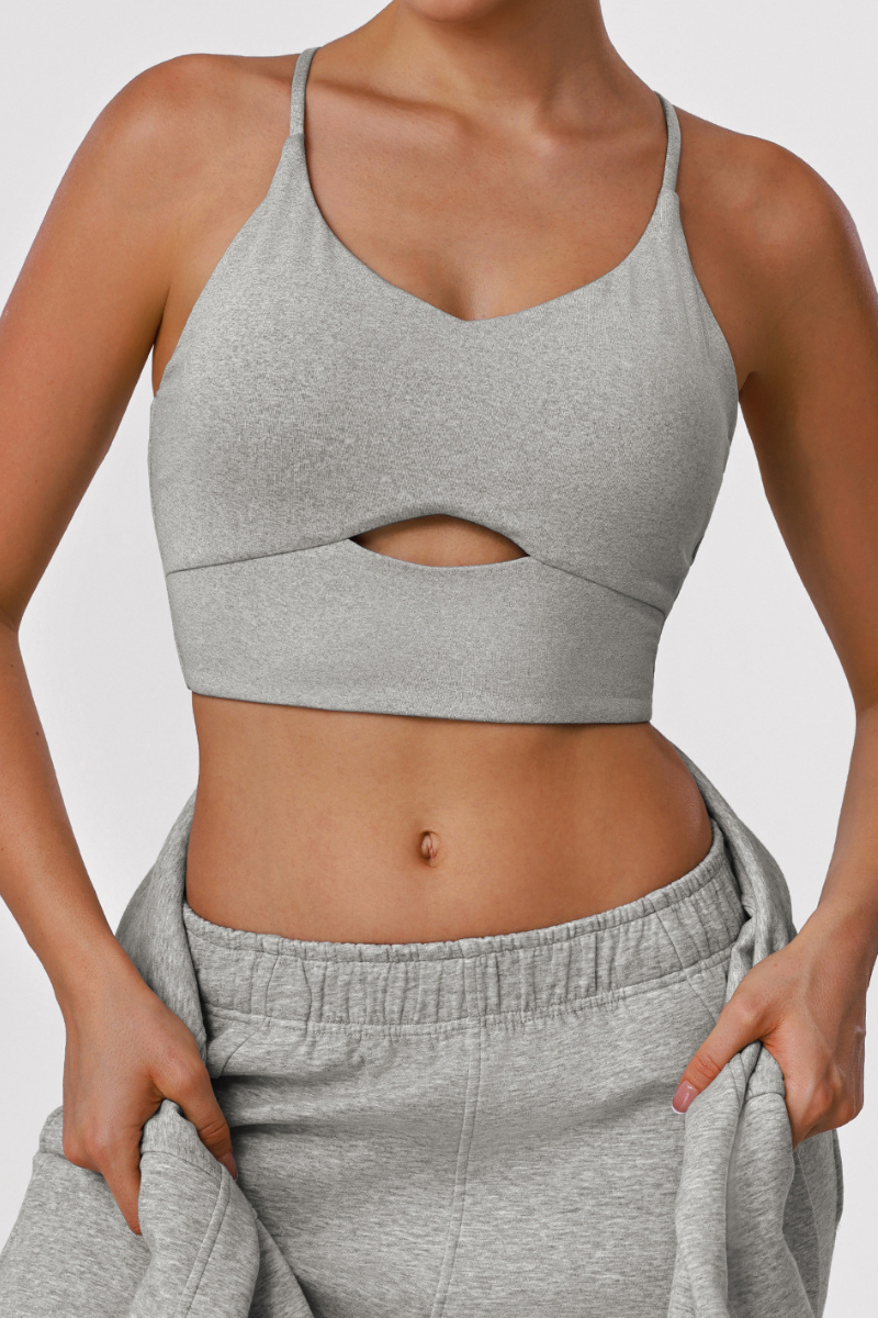 Women's Athletic V-neck Thin-Strap Cross Back Bra
