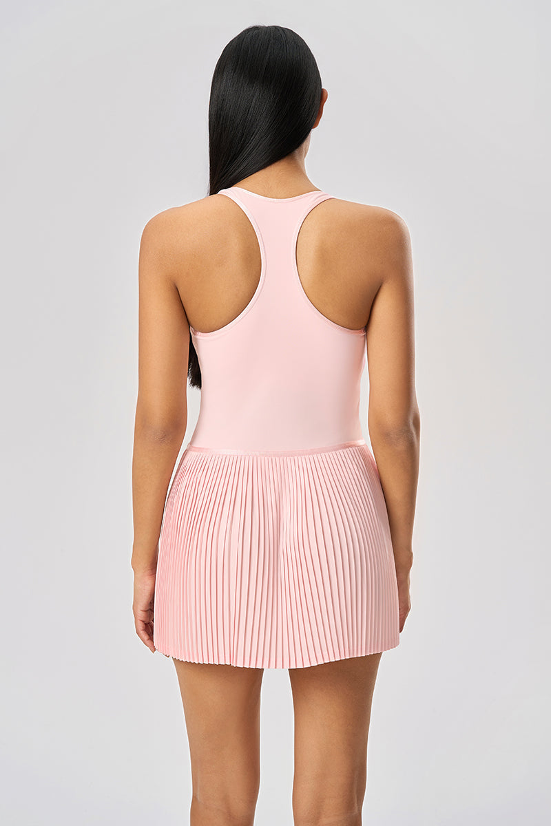Women Back-Sculpt Cooling Built-In Bra Yoga Tennis Pleated Dress