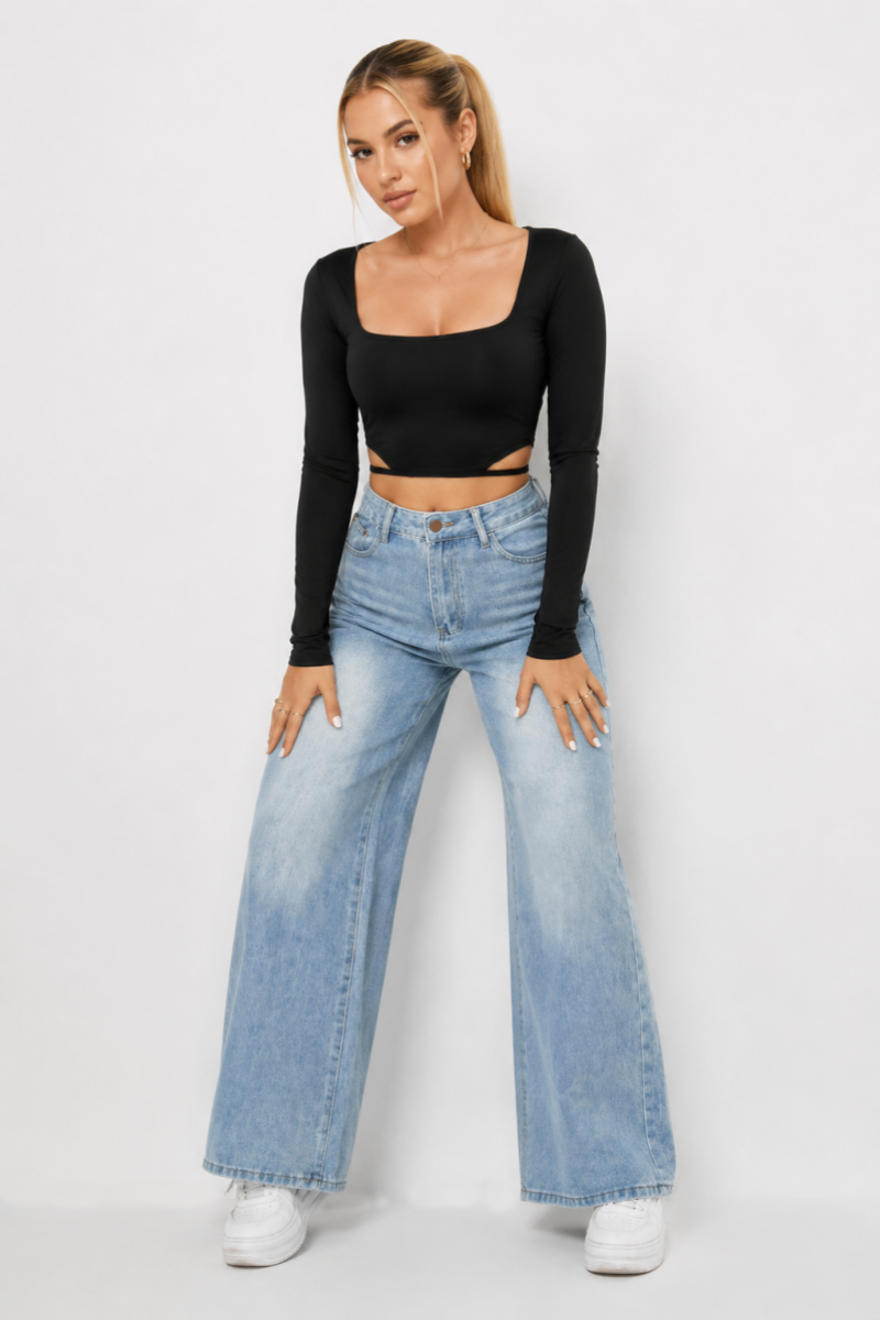 Women's Light Wash Baggy High Waist Wide Leg Jeans