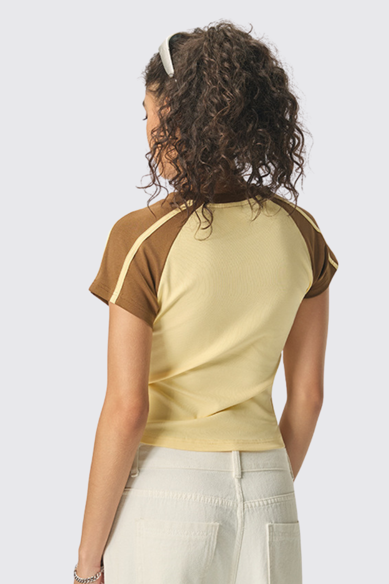 Women's 260g Color Block Stripe High Waist Cooling T-Shirt