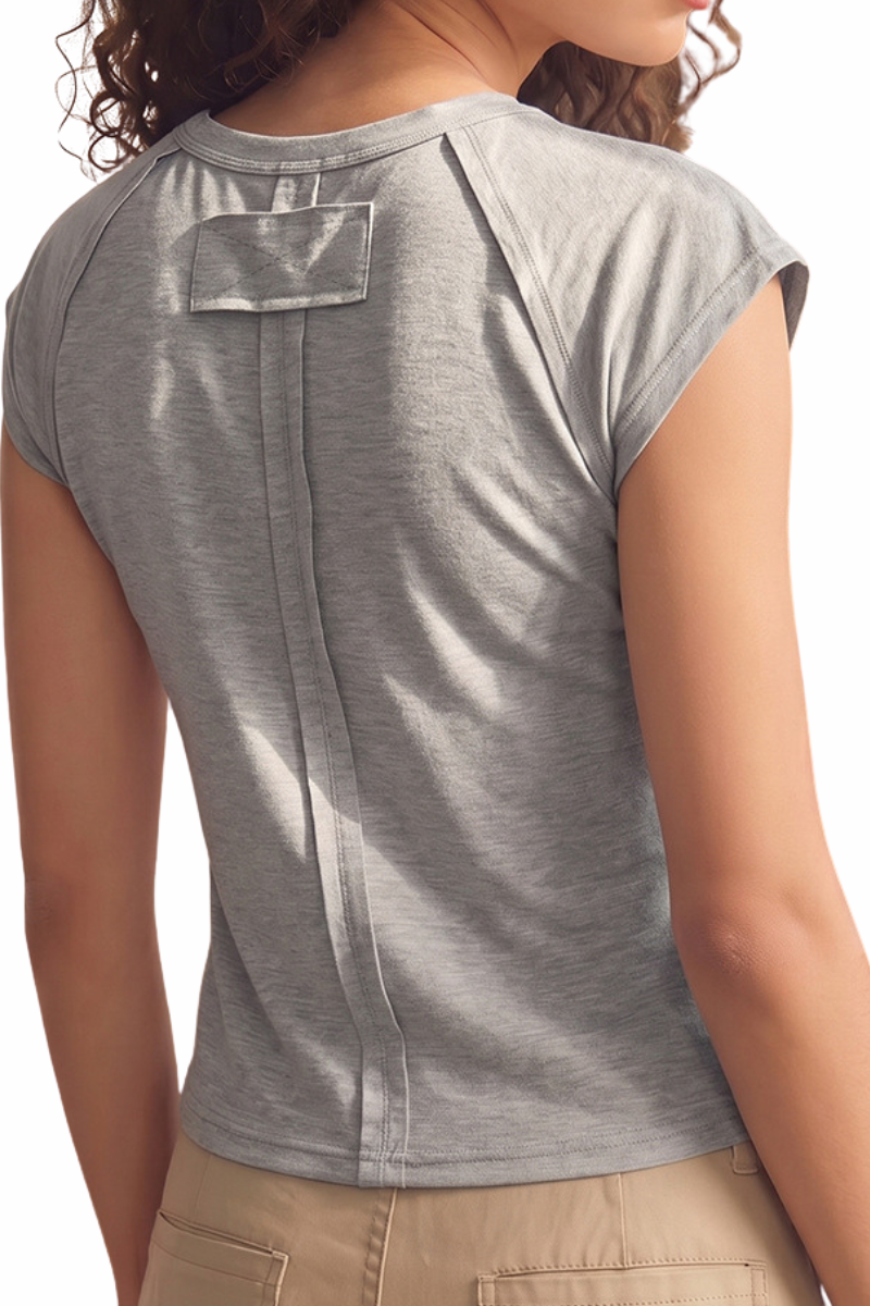 Women's Back Panel Stitched Raglan Sleevee Slim Fit Tee