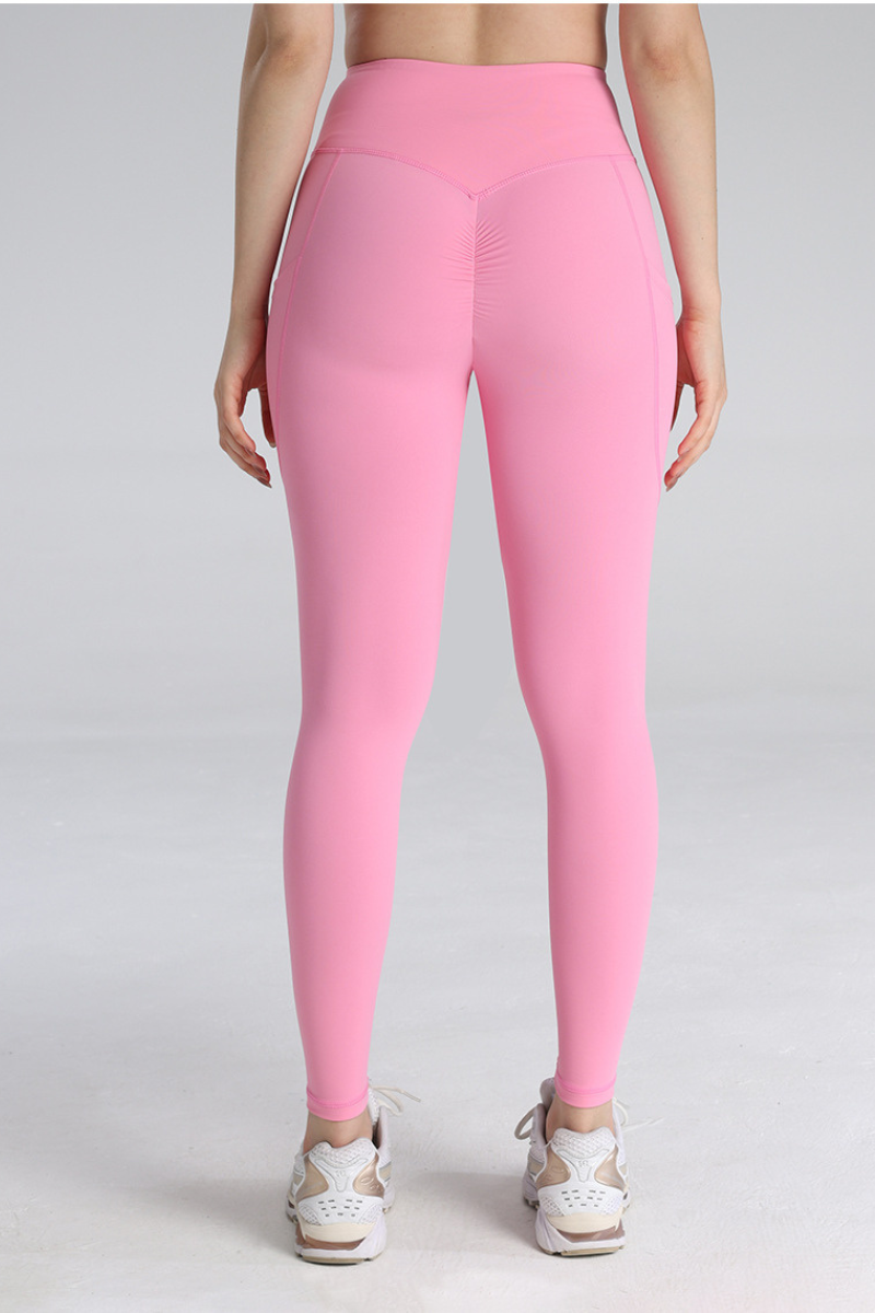 Women's High Waist Pleated Buttock Lift Pocket Yoga Leggings
