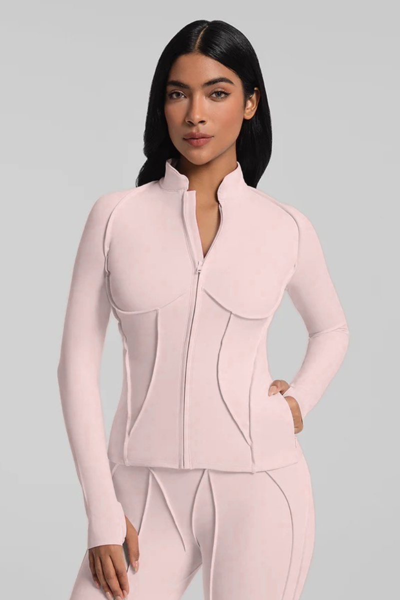 Women's Athletic Seam Detail Finger Cuffs Yoga Jacket