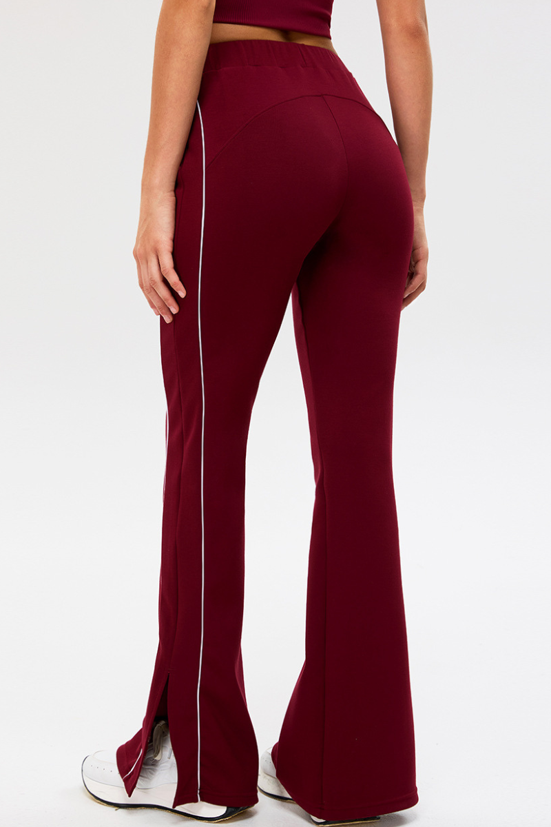 Women's Color-Block Strap Side Slit Yoga Flared Pants