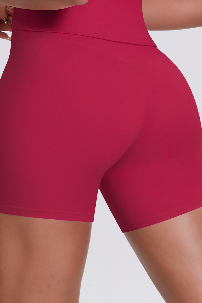 Women's Color Block Crisscrossed Tight-Fitting Shorts.