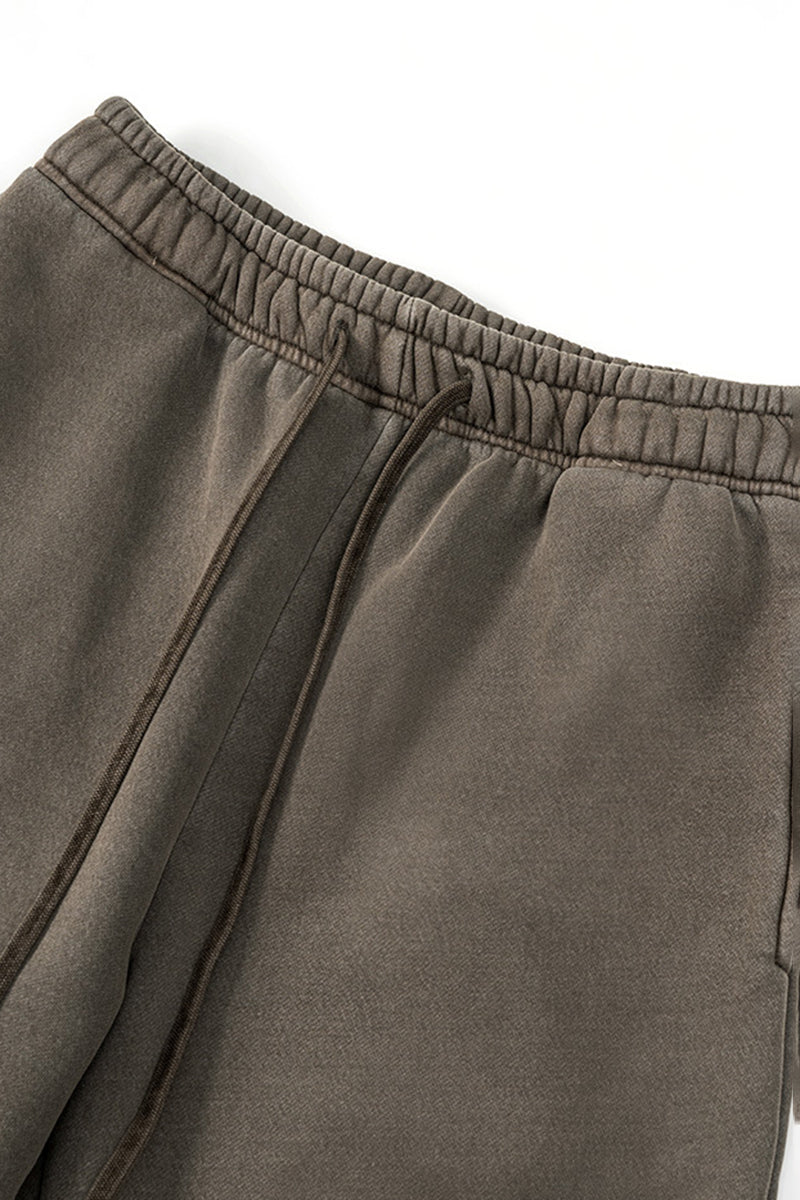 Fleece-Lined Straight Leg Sweatpants - Washed Knit Joggers for Casual & Sport