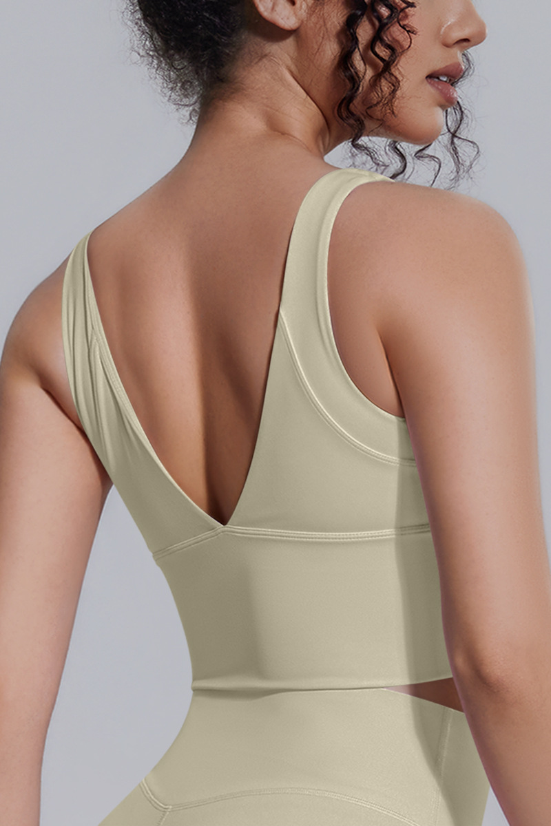 Women's Athletic V-back Wide Shoulder Straps Yoga Sports Bra