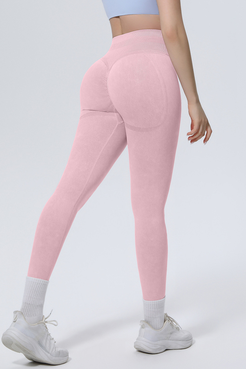 Women's Athletic Seamless Washed Pleated Yoga Leggings