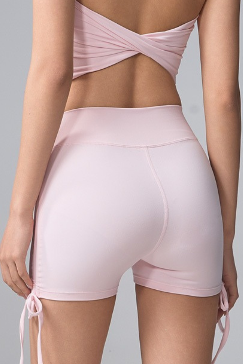 Women's High Waist Side Drawstring Yoga Workout Shorts