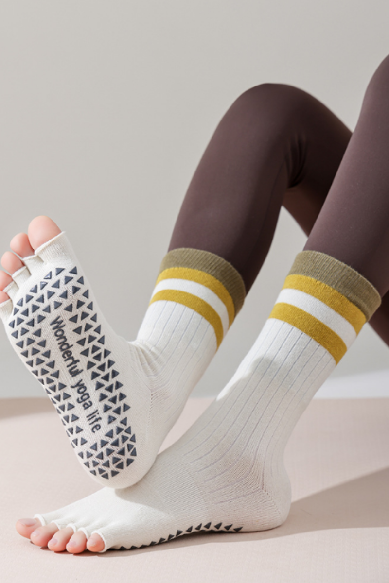 Women's Color Block Pilates Yoga Five Finger Socks