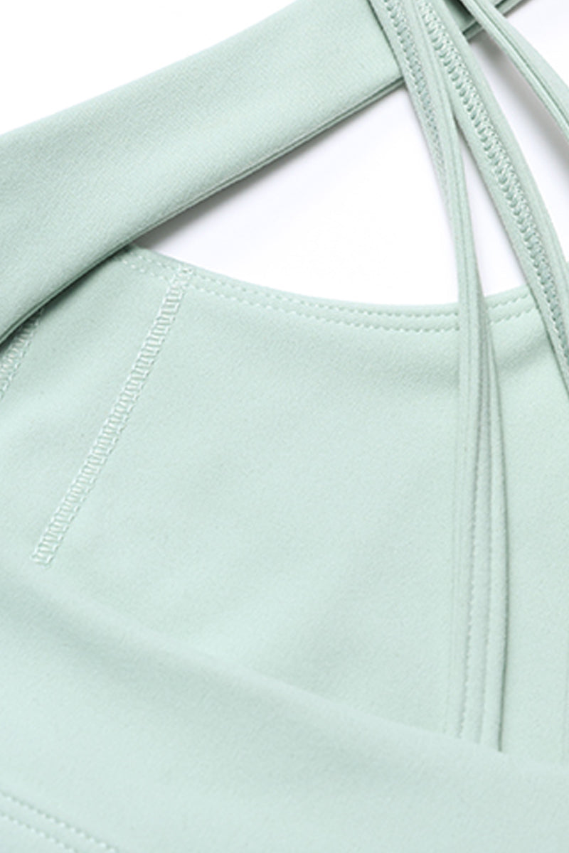 Women Naked Sensation Yoga Shorts Set: Cross-Back Bra + High-Waisted Sculpting Shorts