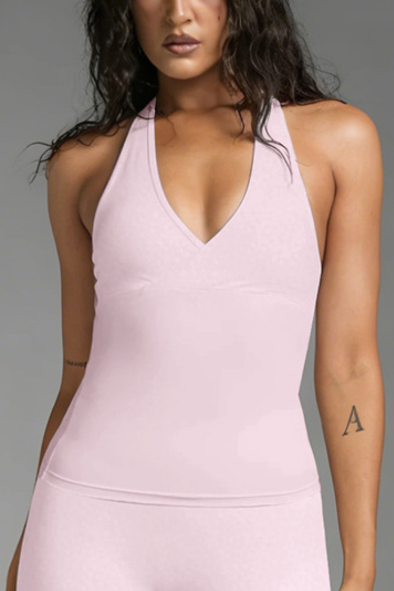 Women's Athletic Halter V-neck Padded Yoga Tank Top