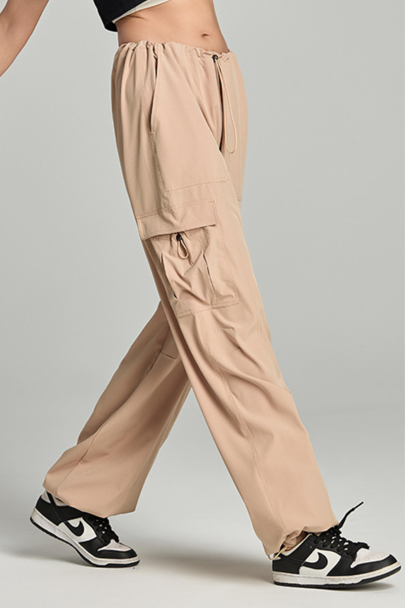 Women's Drawstring Waist Multi-Pocket Cargo Wide Leg Pants
