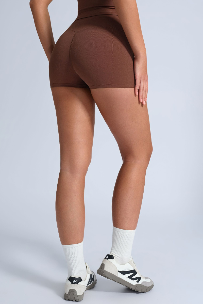 Women's Naked Feel Crisscross Waist Solid Sports Yoga Shorts