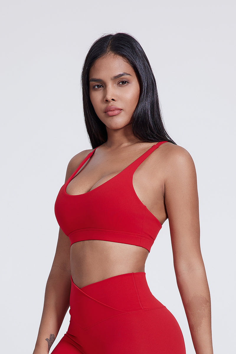 Women'S Crossover Backless Outdoor Gym Tank Top Style Bra With Bra Pads