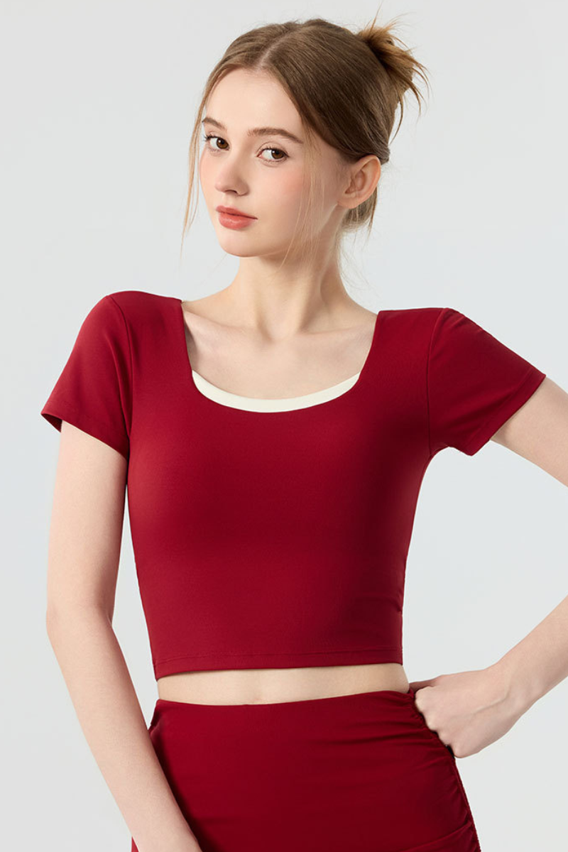 Women's Bow Cutout Back Padded Naked Feel Yoga T-shirt