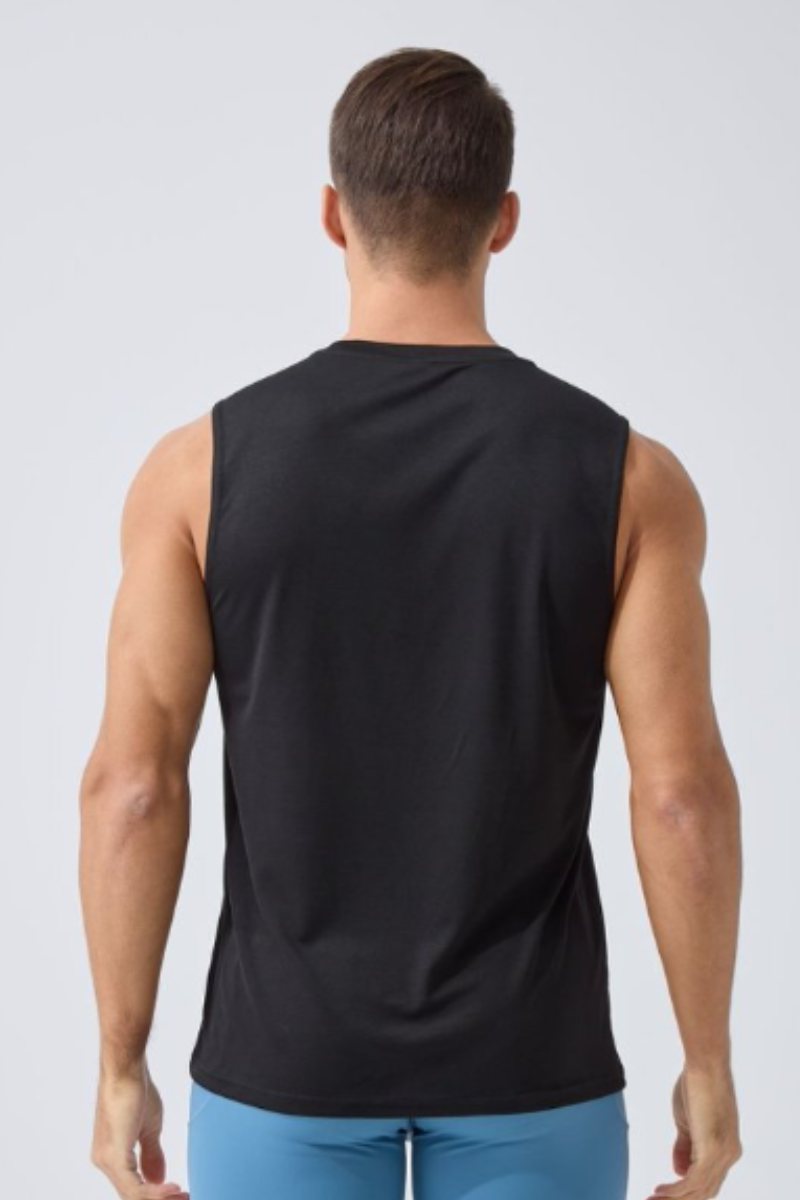 Men's Contrast Stitch Dry Crew Neck Sleeveless Tank Top
