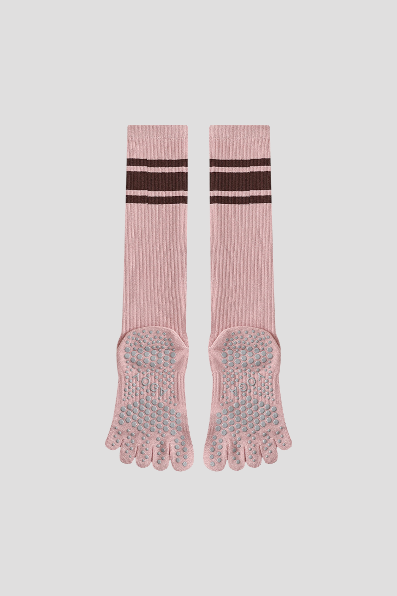 Women's Non-Slip Grip Sole Long Tube Sports Pilates Socks