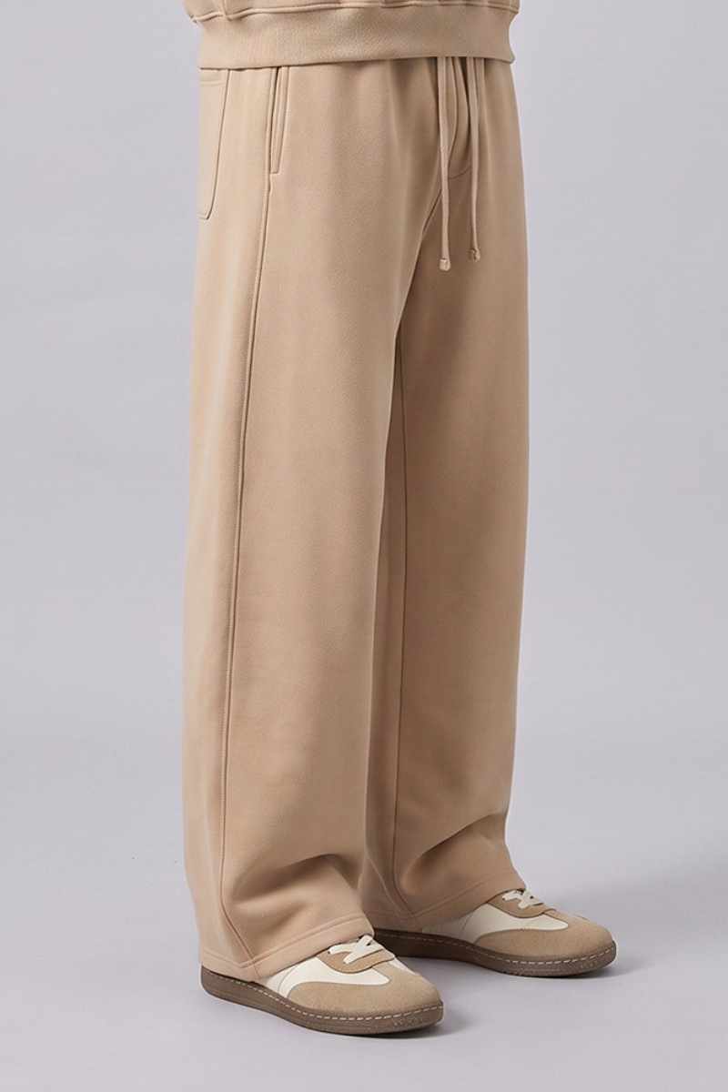 Unisex Fall Streetwear Curved Wide-Leg Fleece Sweatpants