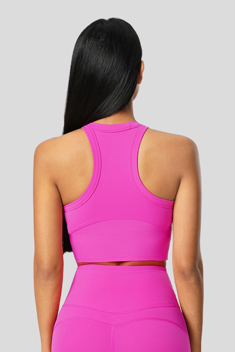 Women Racerback Round Neck Solid Sports Bra