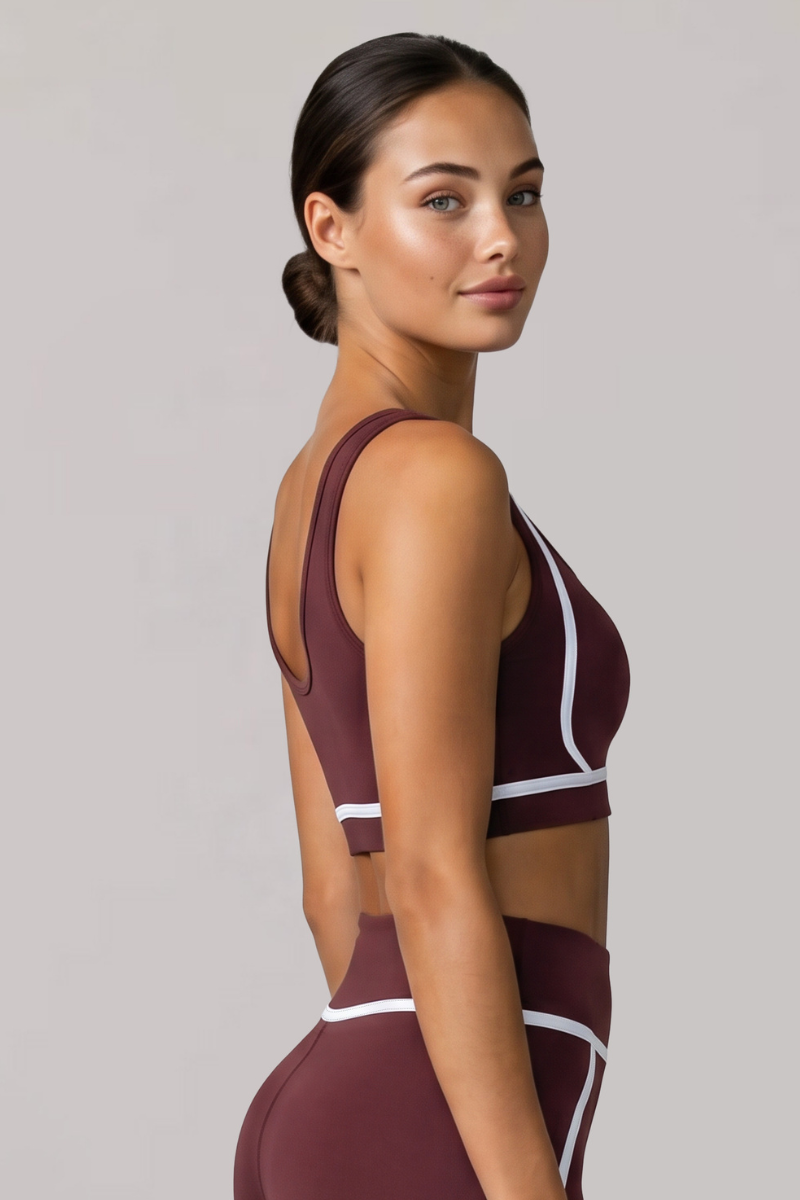 Women's Contrast-Line Wide Strap Shaping Sports Bra