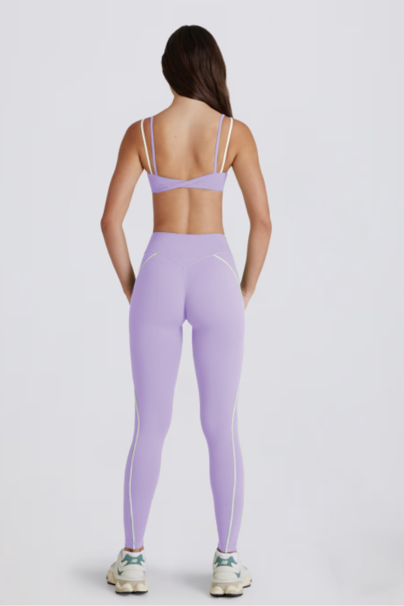 Women's Color Block Twist-Back Bra & Yoga Leggings Set
