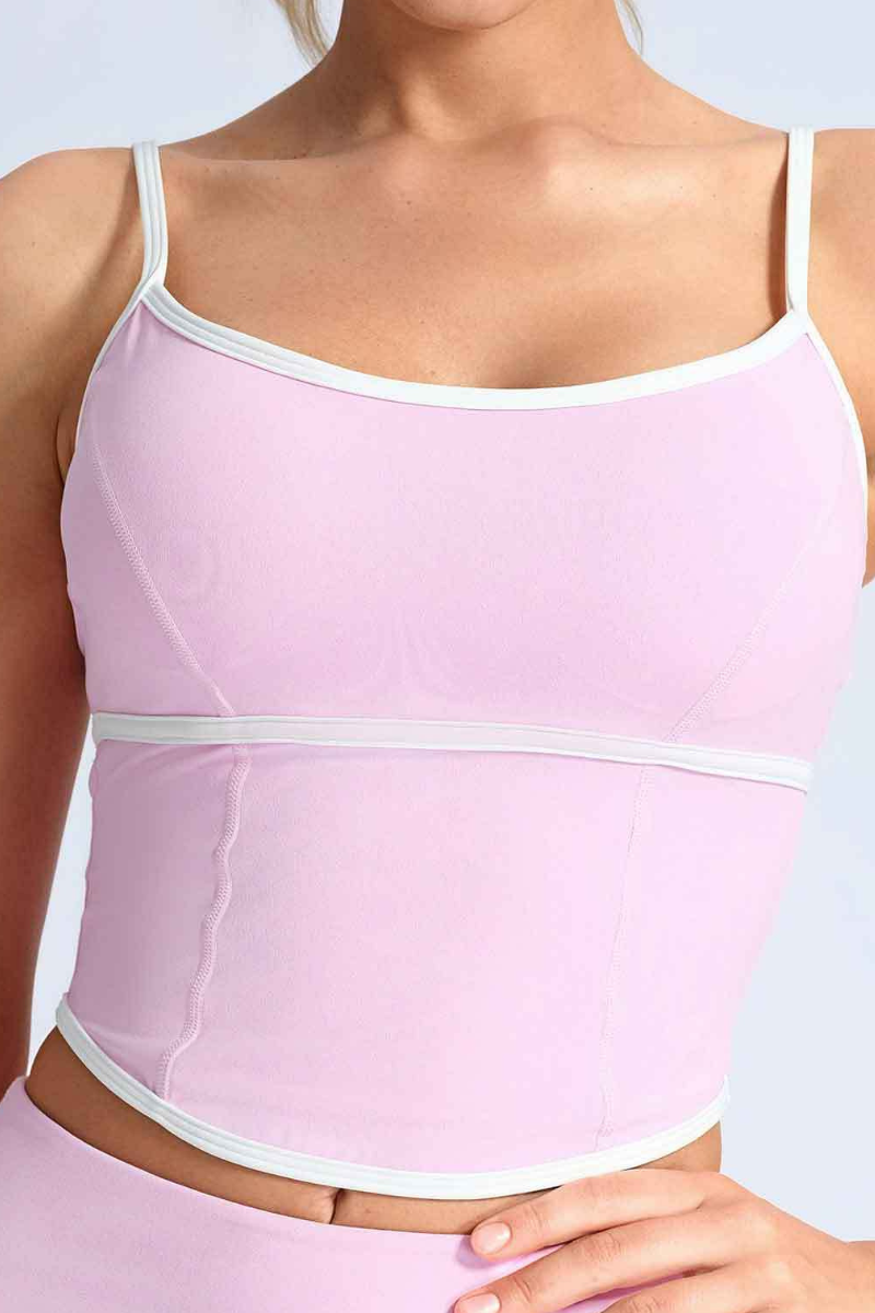 Women's Contrast Trim Contrat Crisscross Back Yoga Tank Top