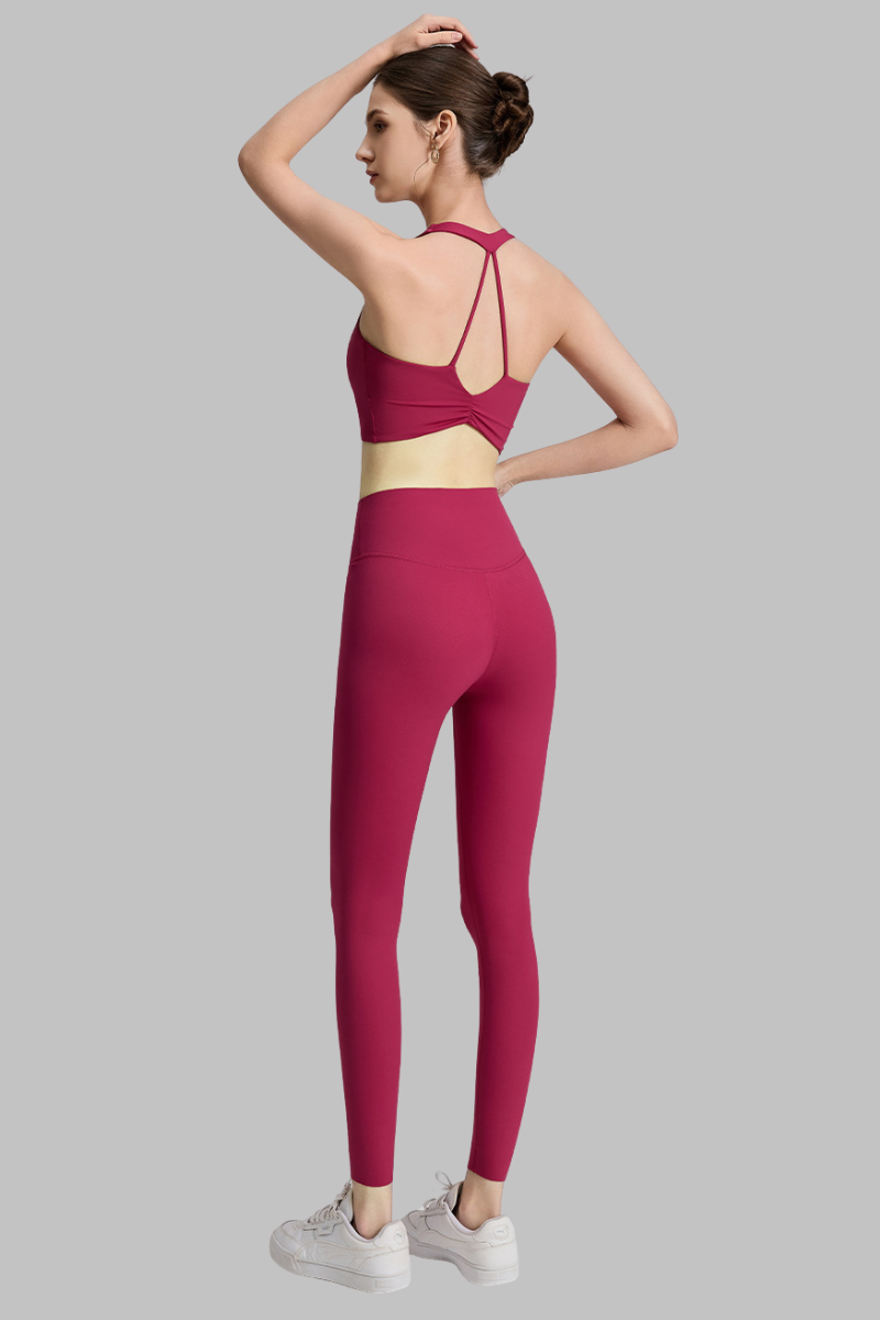 Women's Cross Back Bra and High-Waisted Leggings 2-Piece Set