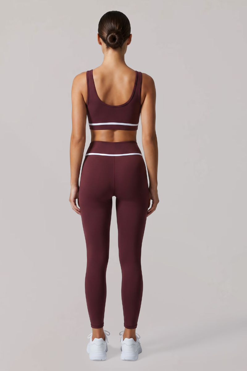 Women's Contrast-Line Bra And Leggings Sport Yoga Piece Sets
