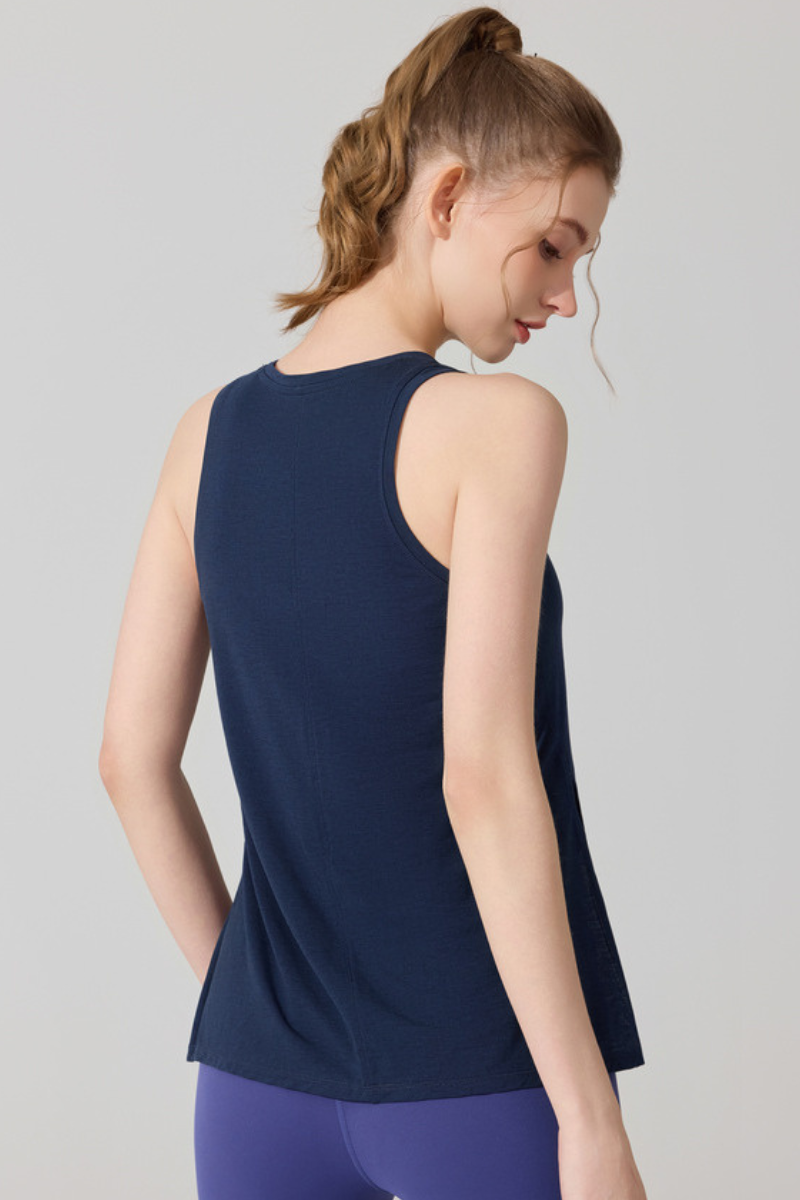 Women's Loose Sleeveless Side Slit Knottable Sports Tank Top