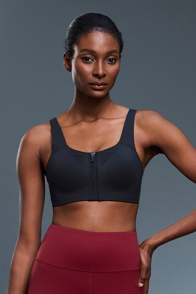 Women High-Impact Front-Zip Quick-Dry Seamless Sports Bra