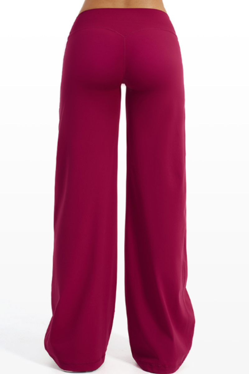 Women's Brushed Wide Waistband Draped Wide Leg Pants