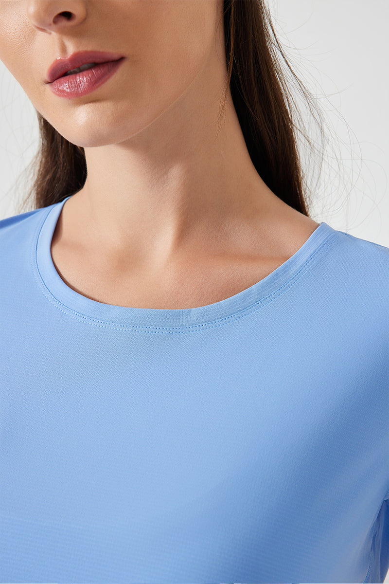 Women Lightweight Breathable Slim-Fit Quick-Dry Yoga Fitness Short-Sleeve Top