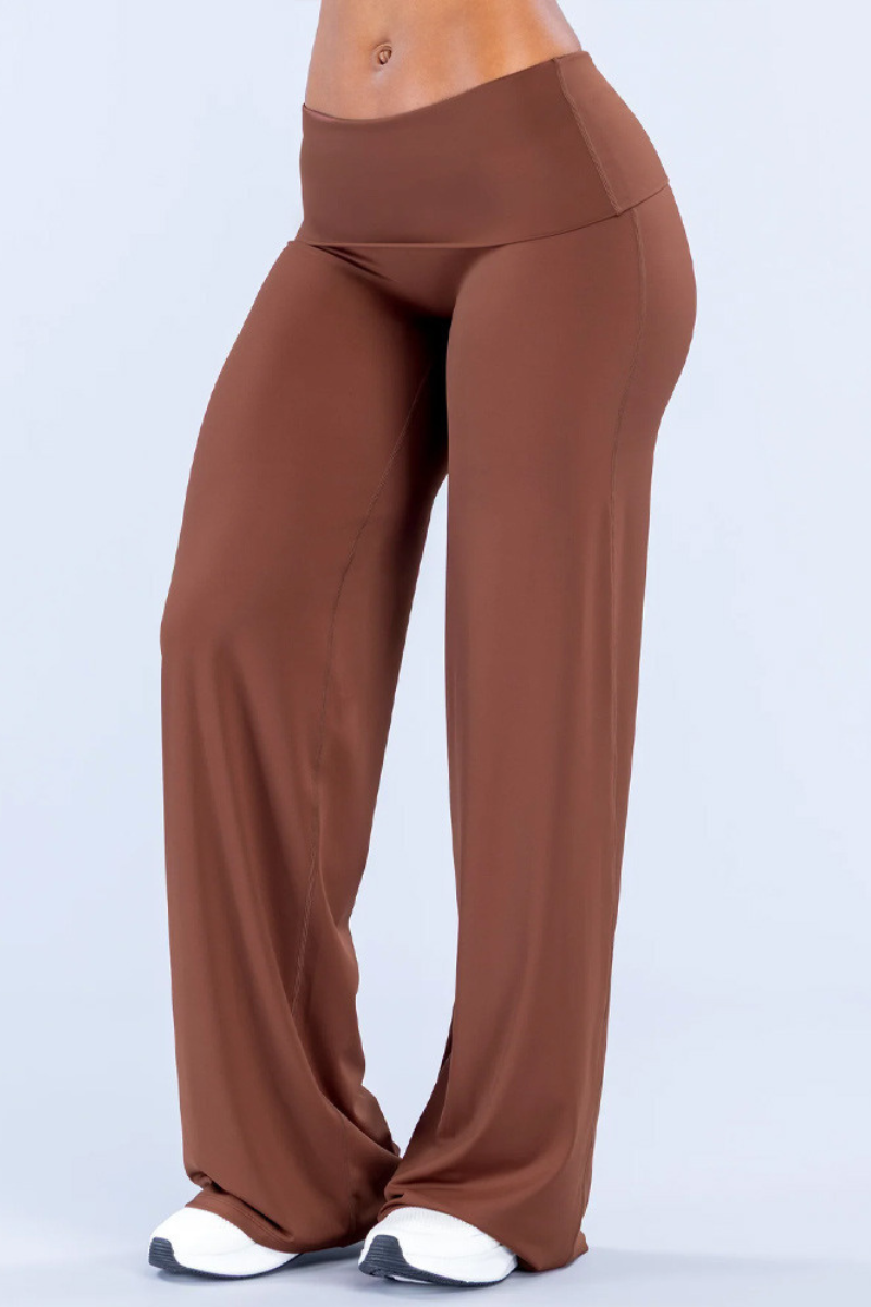 Women's Athletic Fold Over Solid Yoga Wide Leg Pants