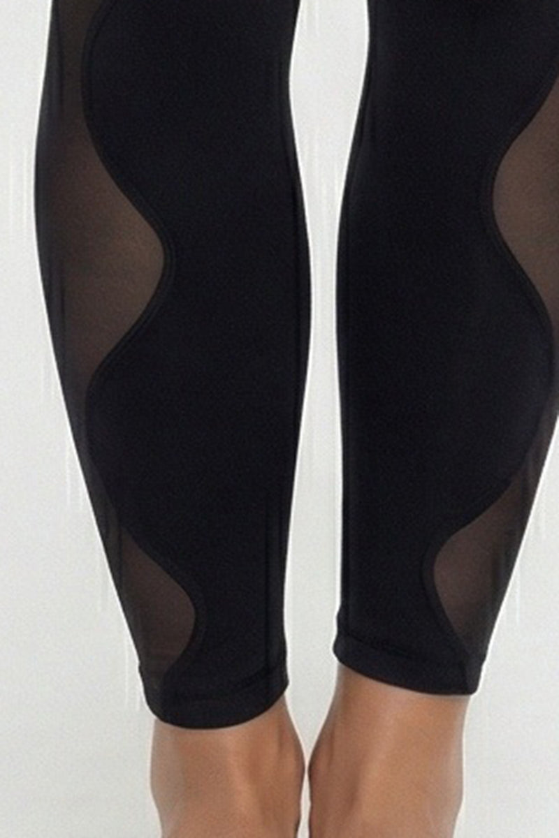 Women's Mesh-Paneled Set:Bra And High Waist Leggings
