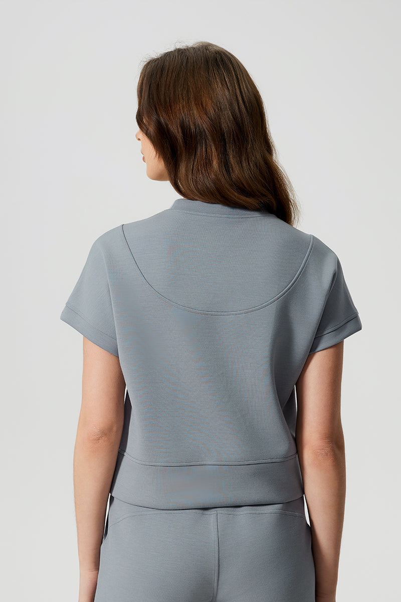 Women Round Neck Short Sleeve Drop Shoulder Sleeve Loose Running Sports Fitness Yoga T-Shirt