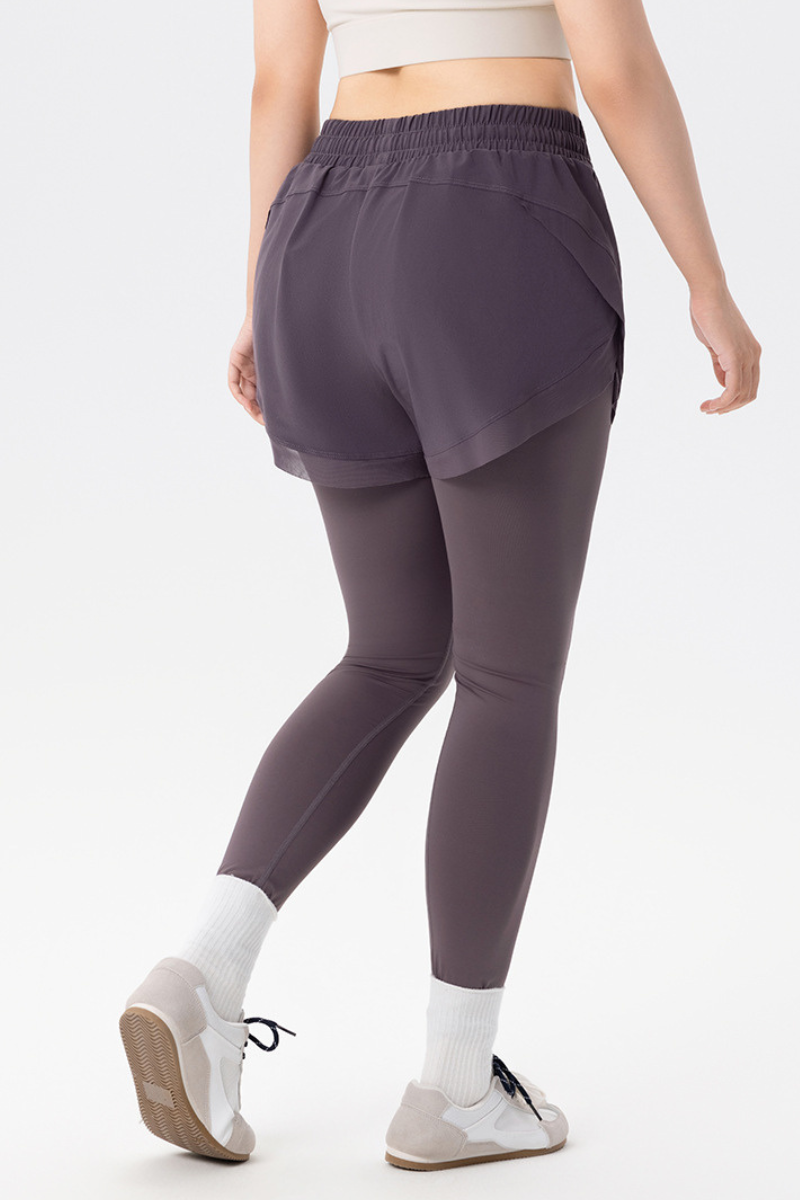 Plus Size Athletic Women's 2-in-1 Quick Dry Running Leggings