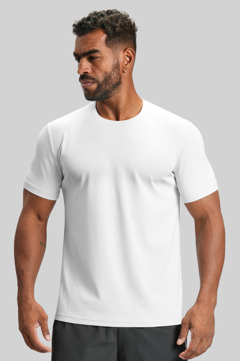 Men's Summer Mesh Round-Neck Loose-Fitting Sports T-shirt