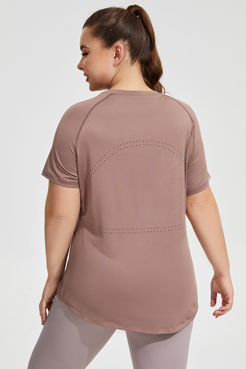 Plus Size Women's Back Mesh Vent Soft Athletic Yoga T-shirt