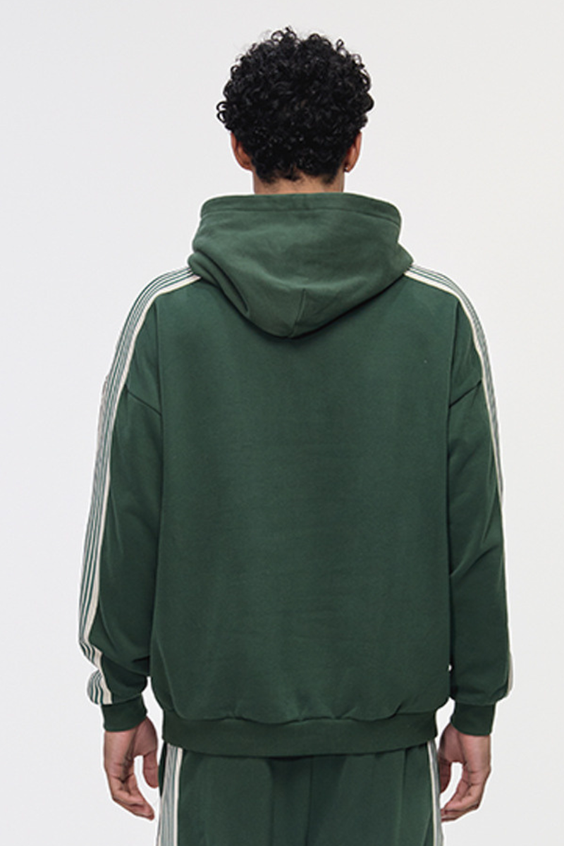 Men's 350g Color Block Side Stripe Ribbed Cuff Hoodie