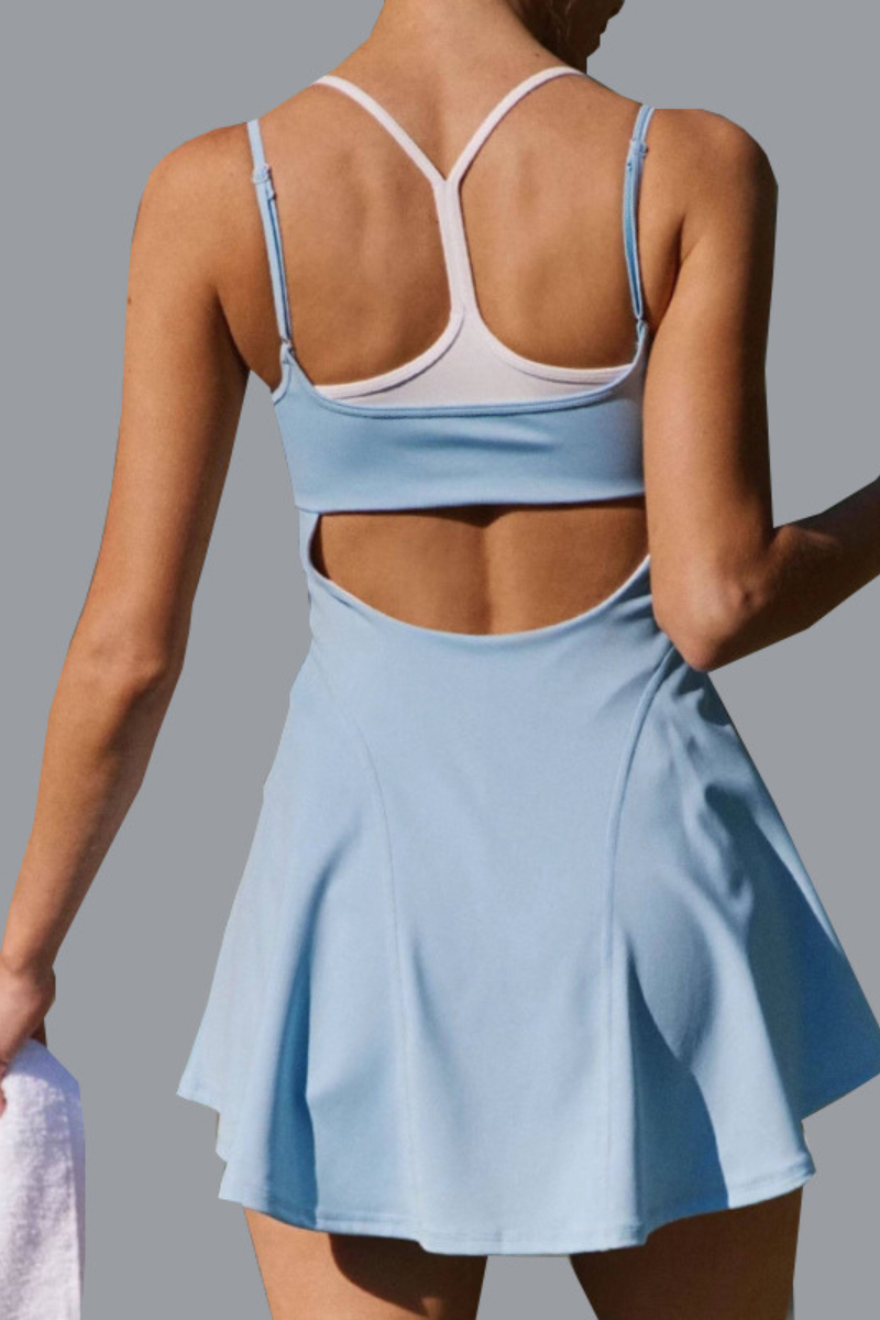 Women's Fake Two-Piece Racerback Athletic Tennis Skirt