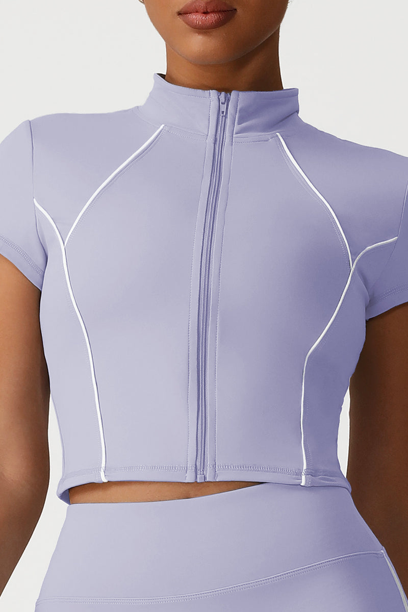 Women Slim Fit Stand Collar Athletic Jacket