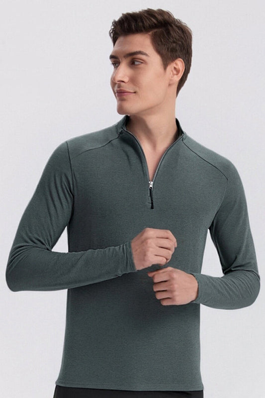 Men Half-Zip Reflective Training Long Sleeve Top