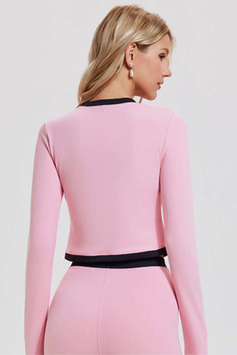 Women's Button Front Long Sleeve Cropped Tennis Cardigan