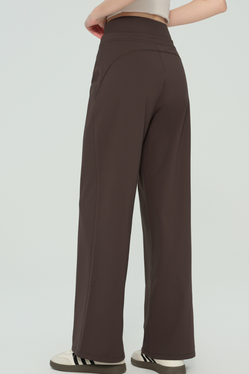 Women's Double Waist Drawstring Wide Straight Leg Yoga Pants